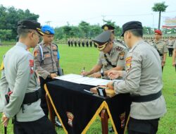 Kapolres Tulang Bawang Barat Pimpin Upacara Sertijab Dan Pelantikan Empat Pejabat Utama Polres Tulang Bawang Barat
