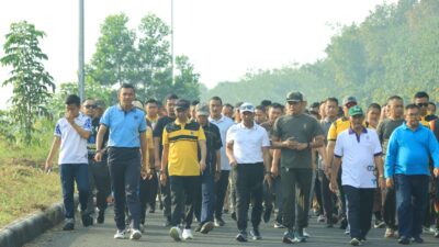 HUT Bhyangkara ke 78, Forkopimda Tulang Bawang Barat Gelar Olahraga Bersama