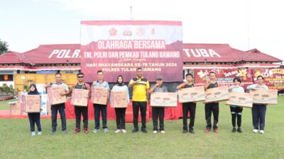 Keseruan Games Warnai Olahraga Bersama Sambut Hari Bhayangkara Ke-78 Yang Digelar Polres Tulang Bawang