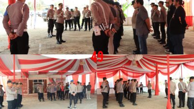 Amankan Rapat Pleno Penetapan Calon Kepala Daerah Personil Polres Tulang Bawang Barat Lakukan Apel Pengamanan