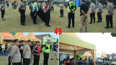 Pastikan Aman Kondusif, Puluhan Personel Gabungan Amankan Konser Musik Tipe X di Tulang Bawang Barat