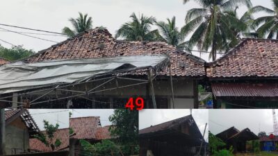 Hujan di Sertai Ujan Kencang Merusak Puluhan Rumah Warga Gunung Katun 