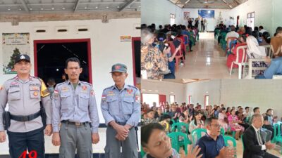 Anggota Polsek Tumijajar Laksanakan Pengamanan Ibadah dan Perayaan Natal 2024 di Gereja Kecamatan Tulangbawang Udik
